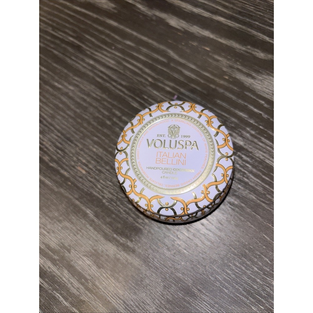 VOLUSPA Italian Bellini Candle 4 oz Tin  Long Lasting Scented‎ Coconut Wax